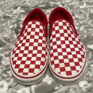 Mens-Red Checkered Vans